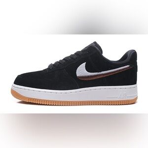 Nike Black Gold White Air Force One AF1 Velvet Sneakers